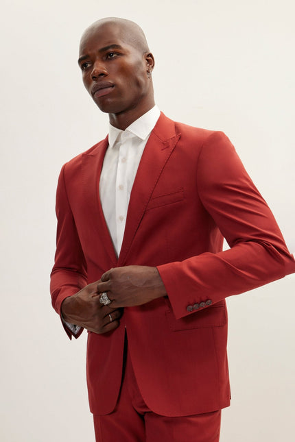 Men's Vitale Merino Wool Single-Breasted Suit - Rust | Ron Tomson