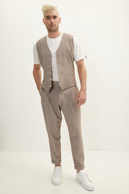 Men's Waffle Pull-On Pants - Brown | Ron Tomson