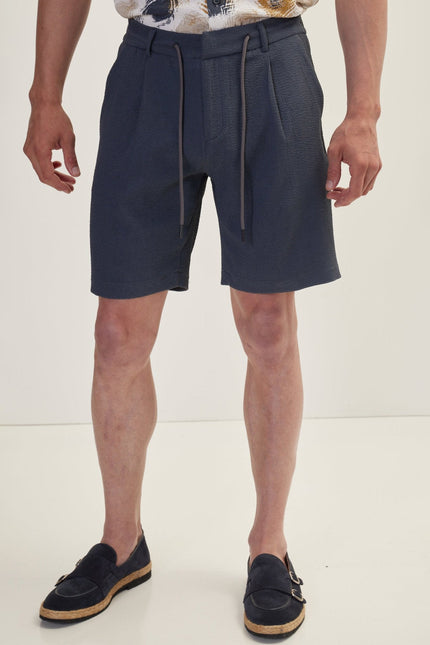 Men's Cotton Waffle Drawstring Shorts - Anthracite | Ron Tomson