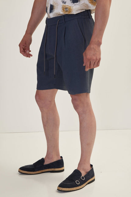 Men's Cotton Waffle Drawstring Shorts - Anthracite | Ron Tomson