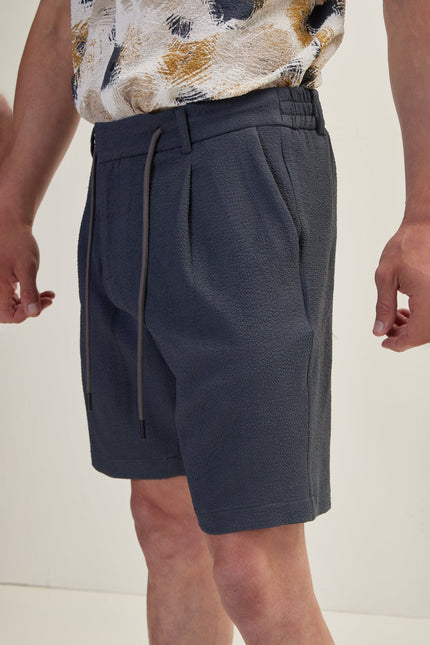 Men's Cotton Waffle Drawstring Shorts - Anthracite | Ron Tomson