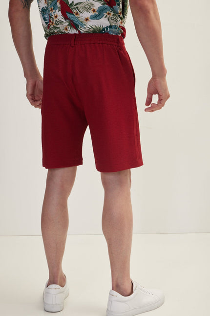 Men's Waffle Drawstring Shorts - Burgundy | Ron Tomson