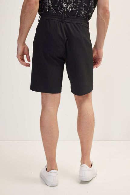 Men's Waffle Cotton Shorts - Black | Ron Tomson