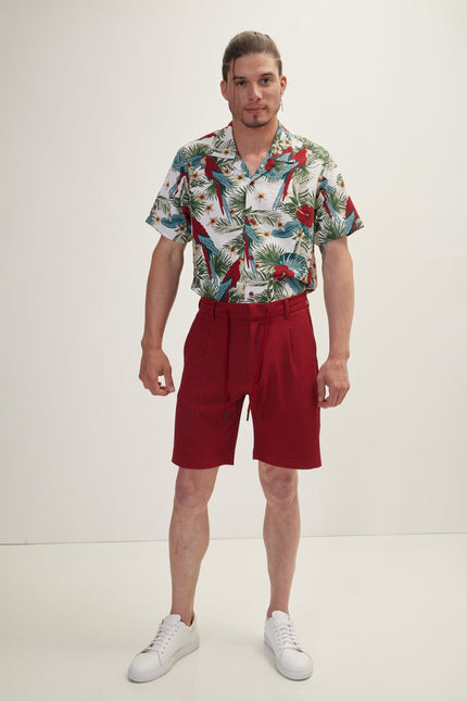 Men's Waffle Drawstring Shorts - Burgundy | Ron Tomson
