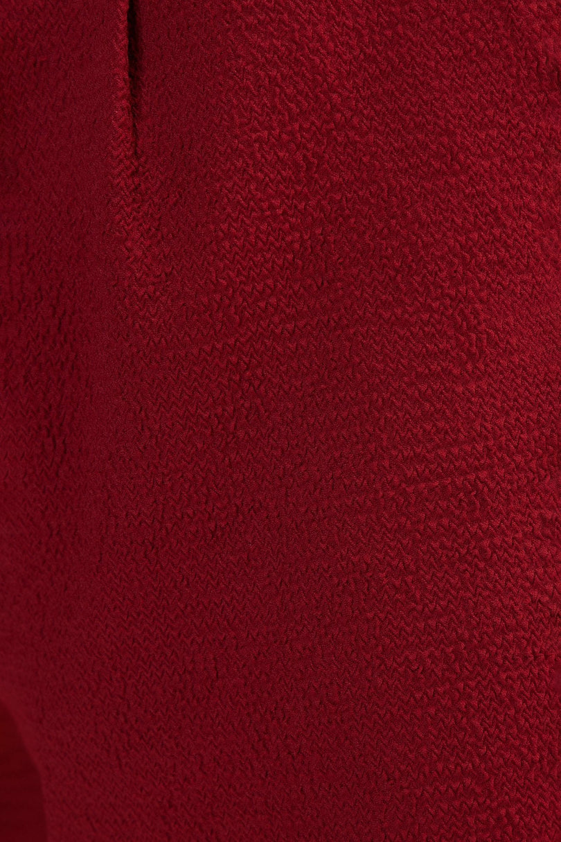 Men's Waffle Drawstring Shorts - Burgundy | Ron Tomson
