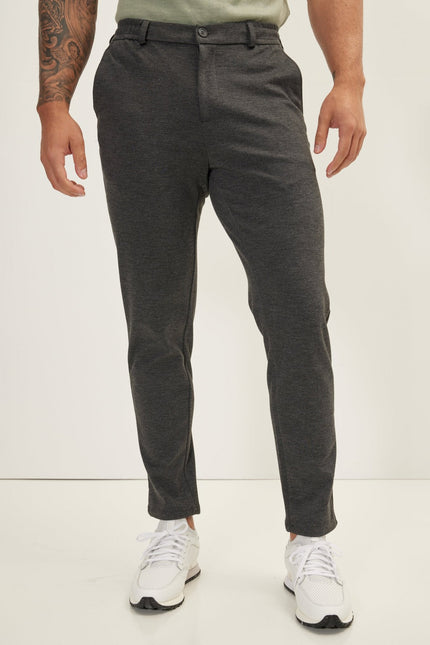 Men's Knitted Casual Slacks - Anthracite | Ron Tomson