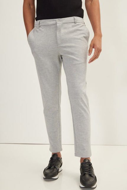 Men's Knitted Tailored Slacks - Grey | Ron Tomson