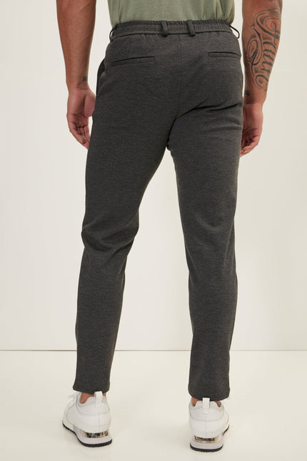 Men's Knitted Casual Slacks - Anthracite | Ron Tomson