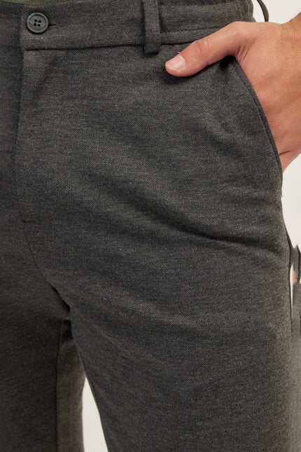 Men's Knitted Casual Slacks - Anthracite | Ron Tomson