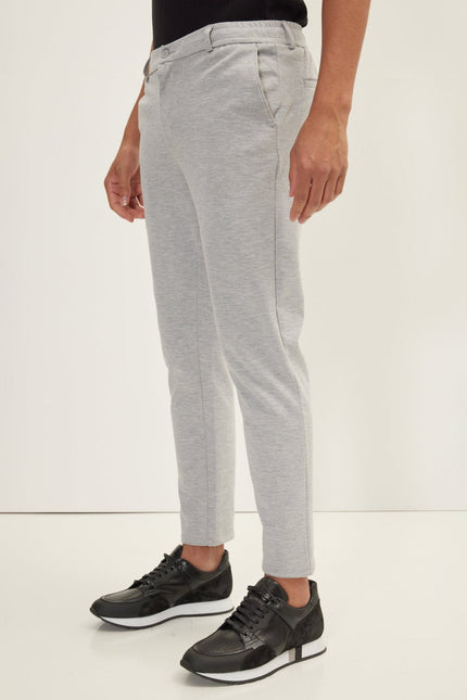 Men's Knitted Tailored Slacks - Grey | Ron Tomson