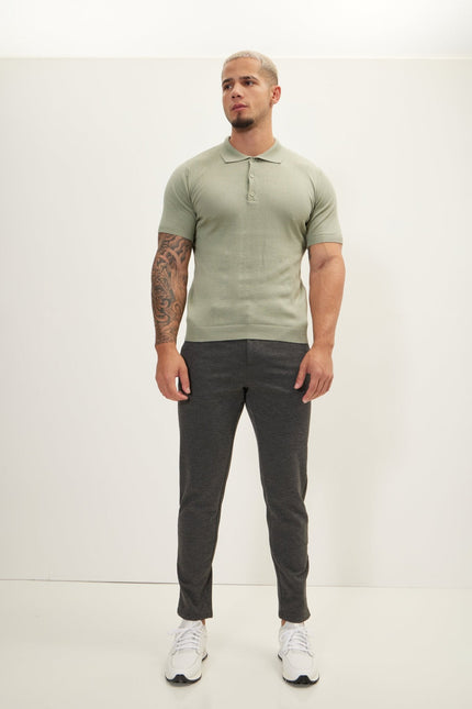 Men's Knitted Casual Slacks - Anthracite | Ron Tomson