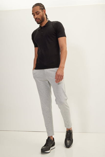 Men's Knitted Tailored Slacks - Grey | Ron Tomson
