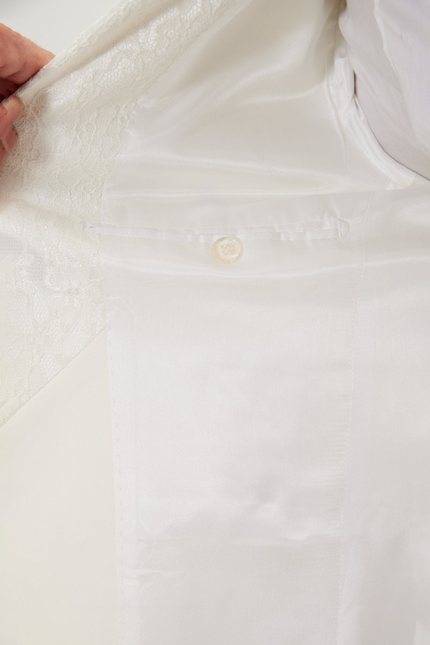 Men's Lace Shawl Lapel Tuxedo Jacket - White | Ron Tomson