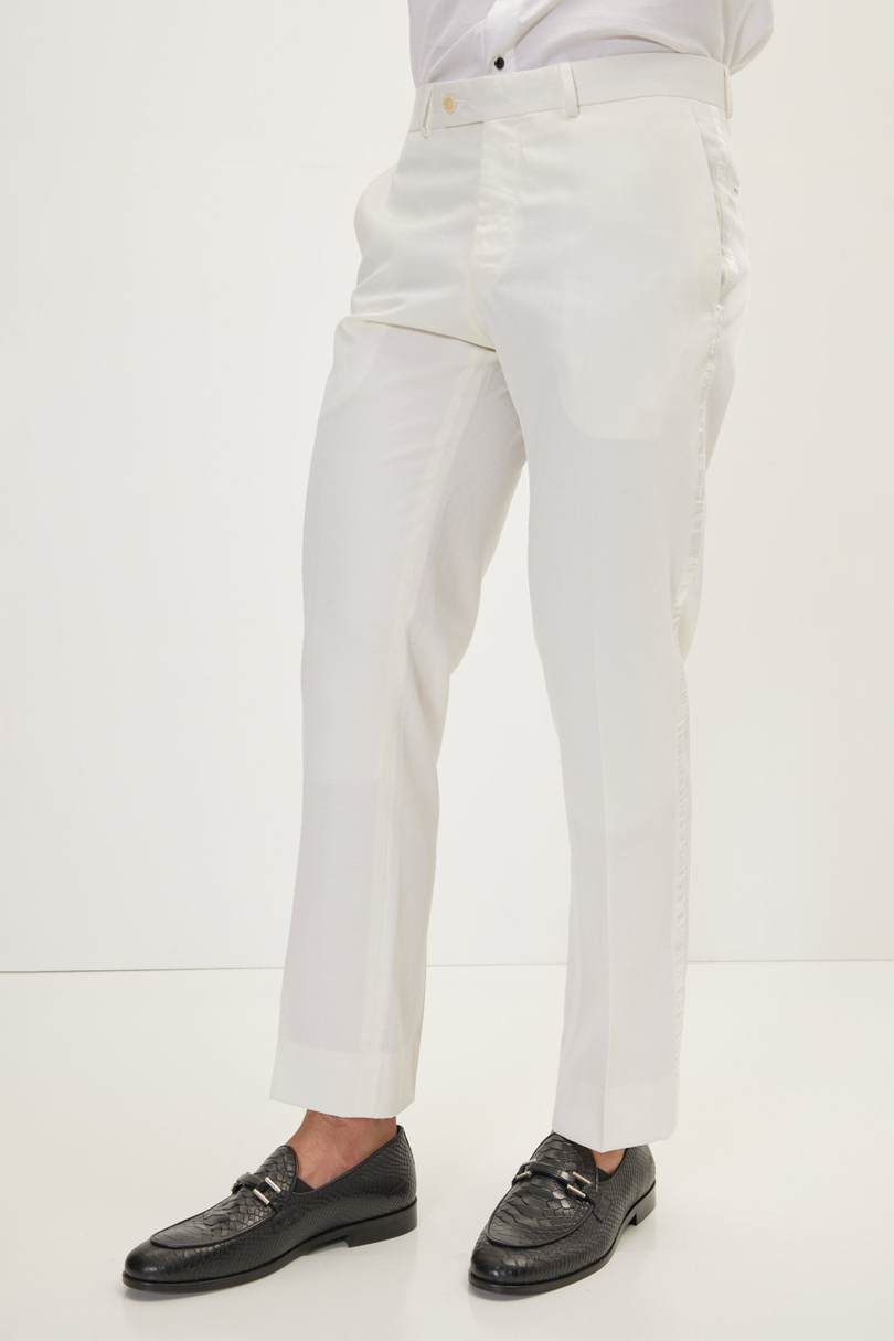 Men's Lace Shawl Lapel Tuxedo Jacket - White | Ron Tomson
