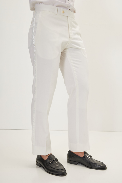 Men's Lace Shawl Lapel Tuxedo Jacket - White | Ron Tomson
