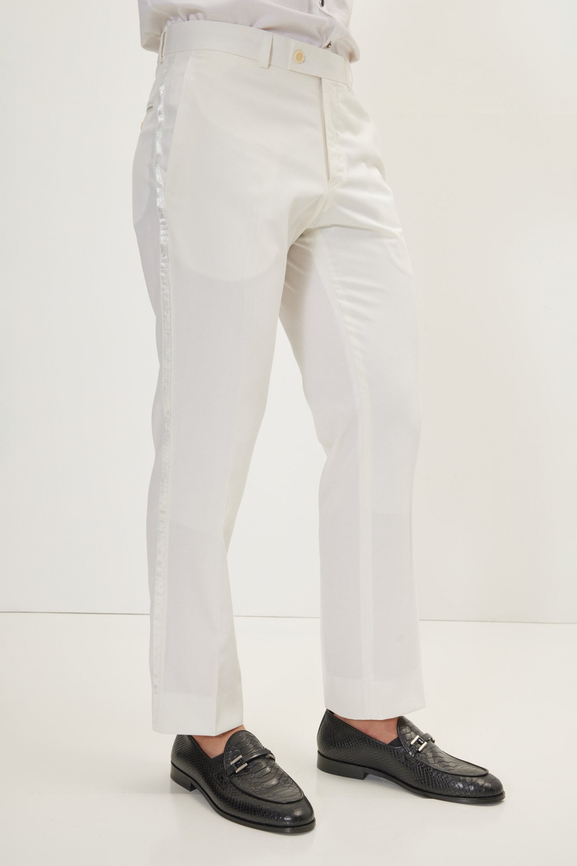 Men's Lace Shawl Lapel Tuxedo Jacket - White | Ron Tomson