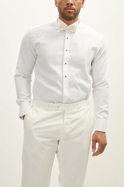 Men's Wing Collar Tuxedo Shirt - White | Ron Tomson