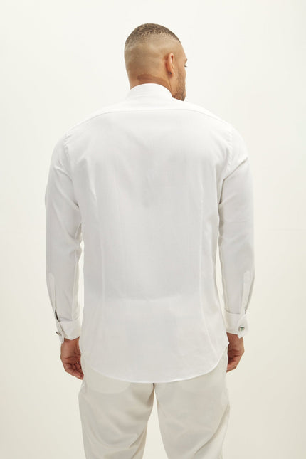 Men's Wing Collar Tuxedo Shirt - White | Ron Tomson
