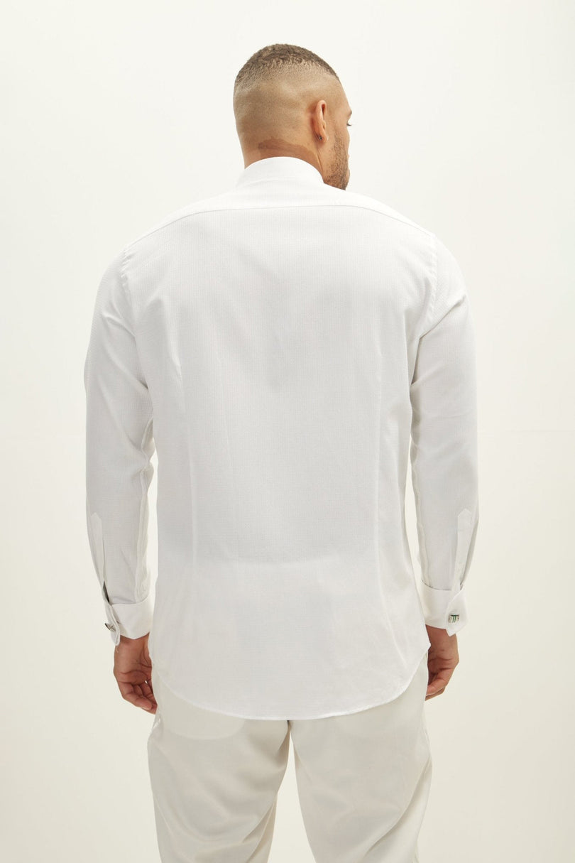 Men's Wing Collar Tuxedo Shirt - White | Ron Tomson