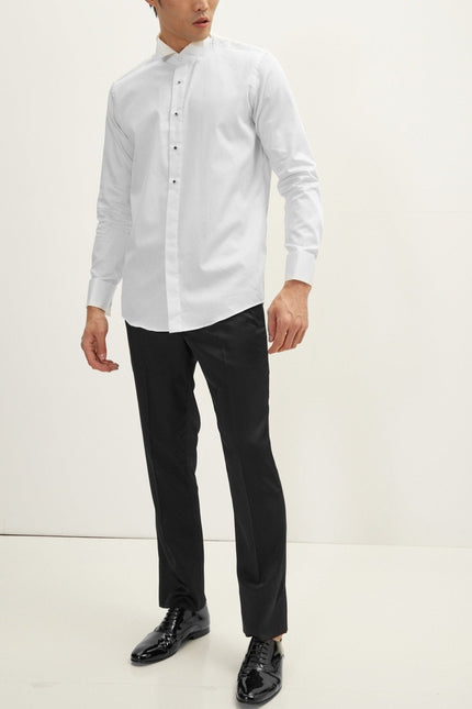 Men's Wing Collar Tuxedo Shirt - White | Ron Tomson