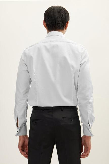 Men's Wing Collar Tuxedo Shirt - White | Ron Tomson