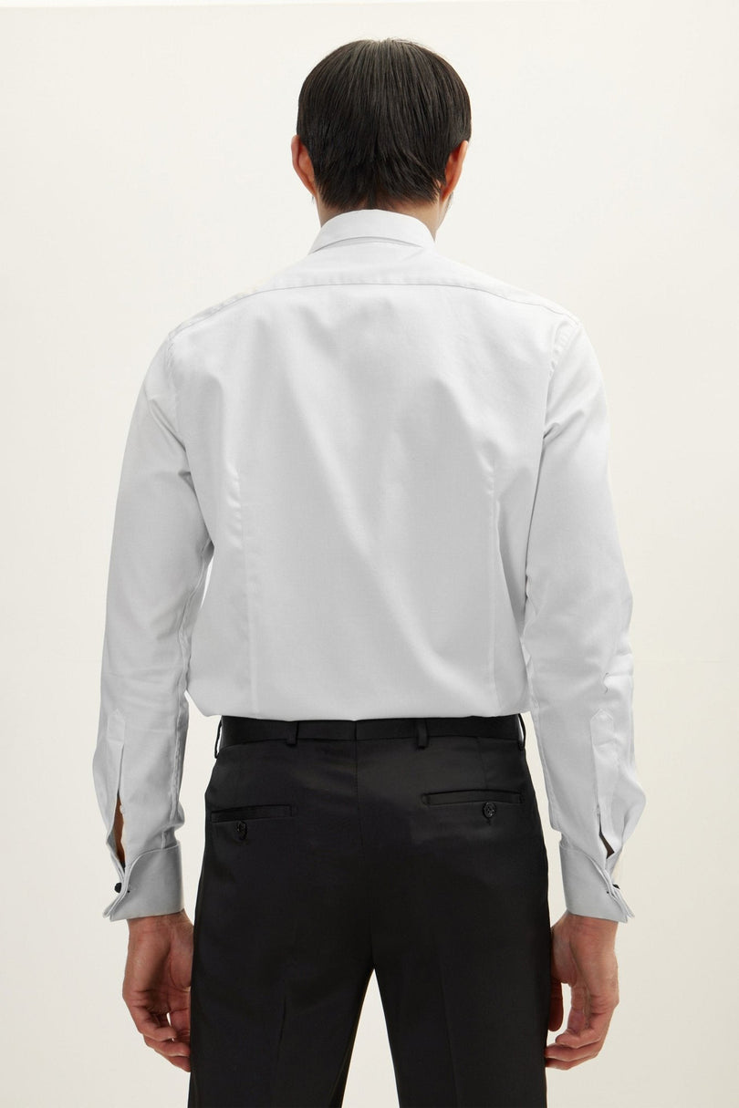 Men's Wing Collar Tuxedo Shirt - White | Ron Tomson