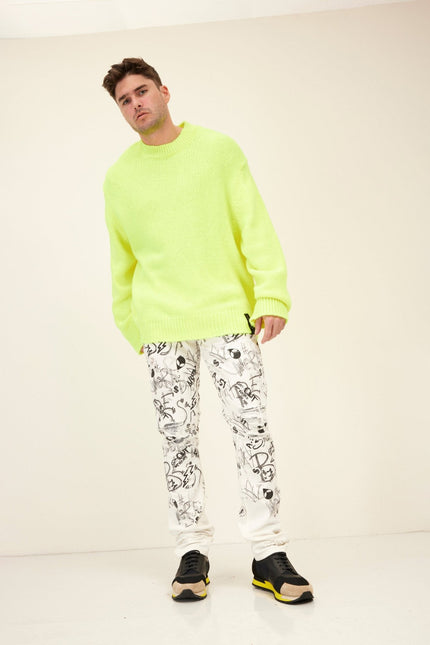 Men's Wool Blend Crew-Neck Sweater - Yellow | Ron Tomson