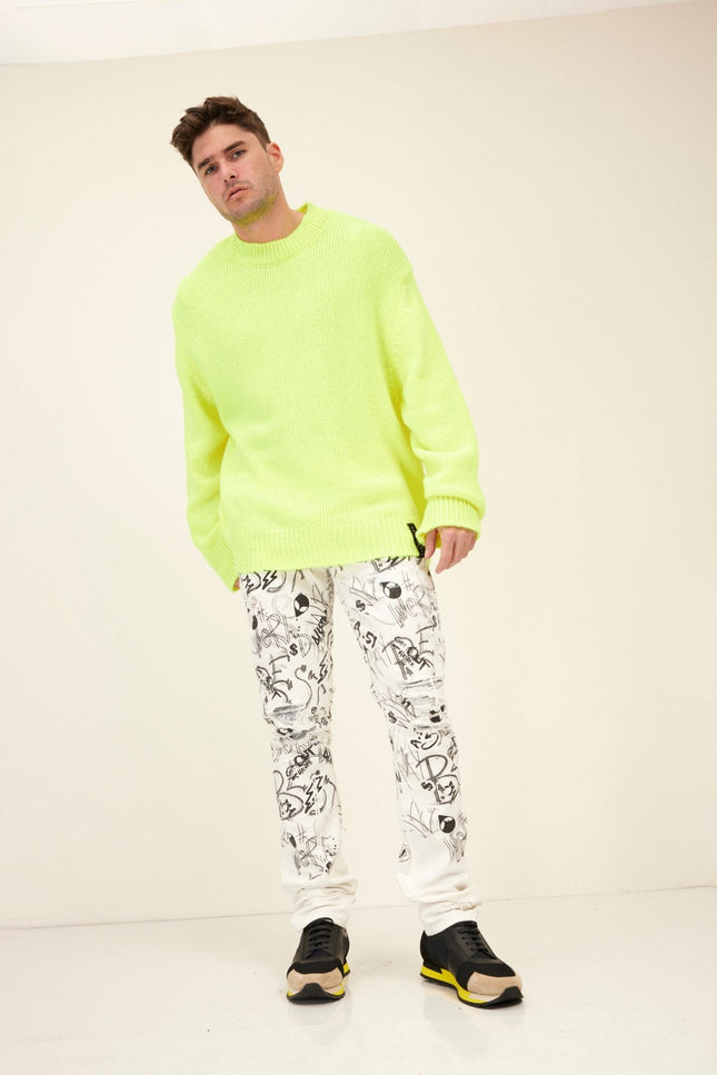 Oversized Wool Crew-Neck Sweater - Yellow