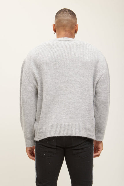Men's Wool Blend Crew-Neck Sweater - Grey | Ron Tomson