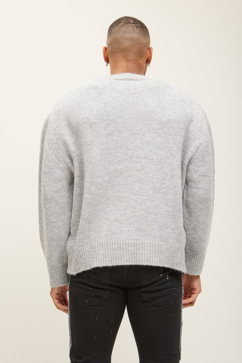 Men's Wool Blend Crew-Neck Sweater - Grey | Ron Tomson
