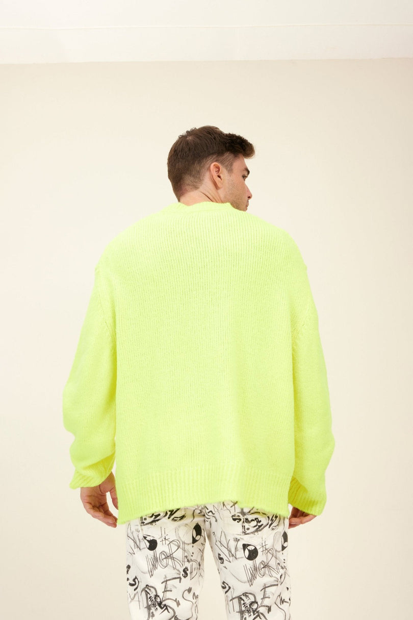 Men's Wool Blend Crew-Neck Sweater - Yellow | Ron Tomson