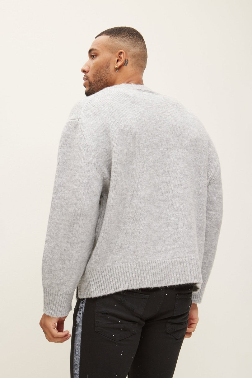 Men's Wool Blend Crew-Neck Sweater - Grey | Ron Tomson