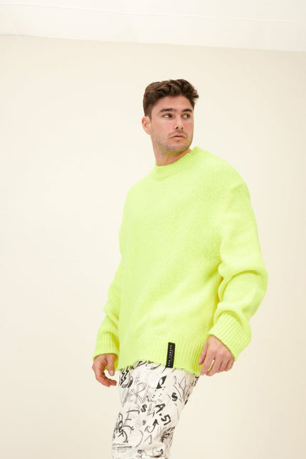Men's Wool Blend Crew-Neck Sweater - Yellow | Ron Tomson