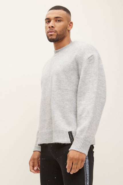 Men's Wool Blend Crew-Neck Sweater - Grey | Ron Tomson