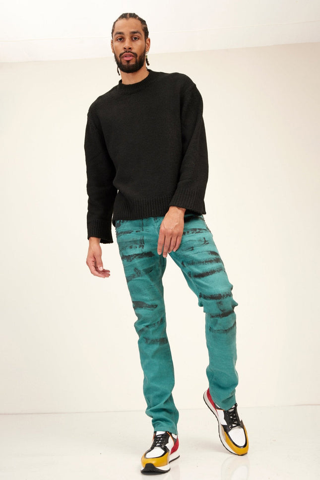 Oversized Ribbed Crew-Neck Sweater - Black