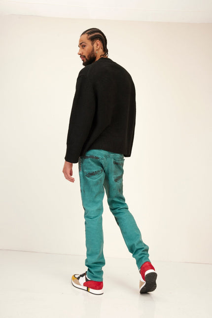 Men's Wool Blend Crew-Neck Sweater - Black | Ron Tomson