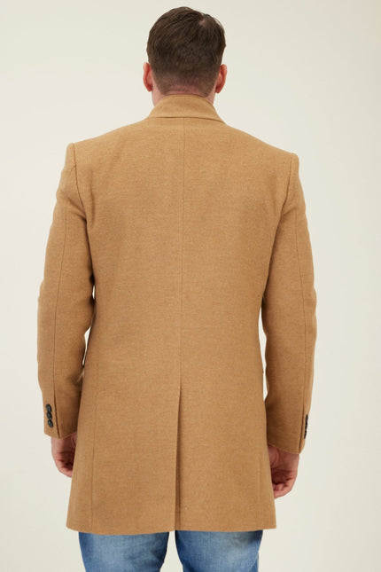 Men's Double-Breasted Wool Peacoat - Camel | Ron Tomson
