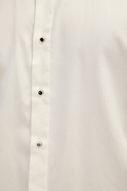 Men's Wing Collar Tuxedo Shirt - Light Beige | Ron Tomson