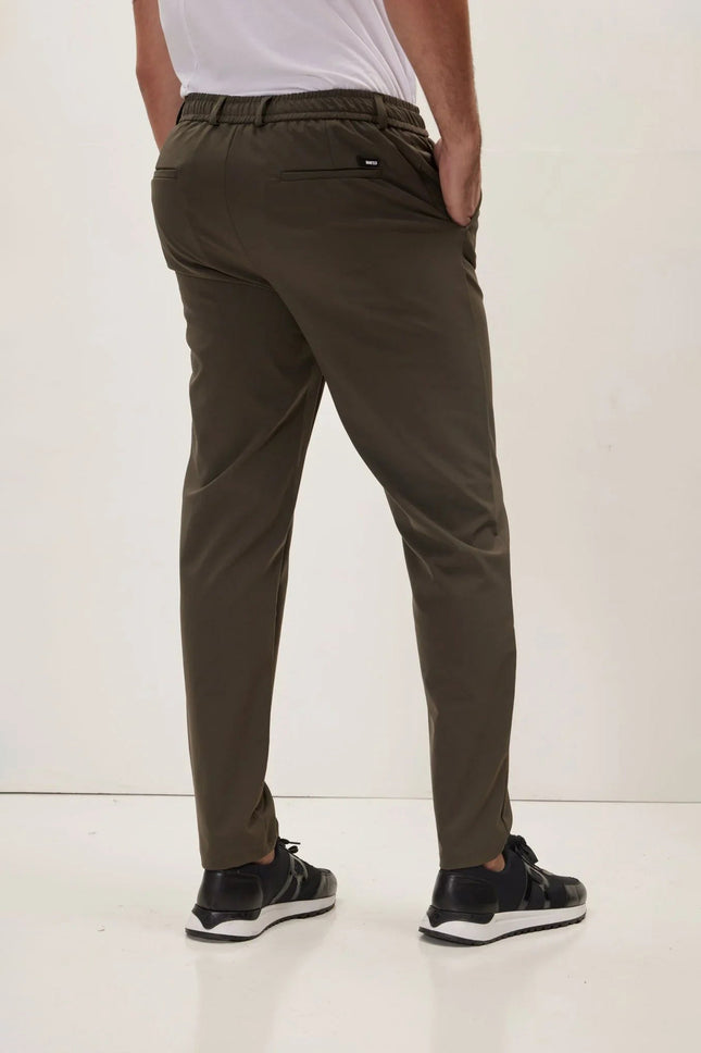 Men's Wrinkle-Free Tapered Travel Pants - Olive | Ron Tomson