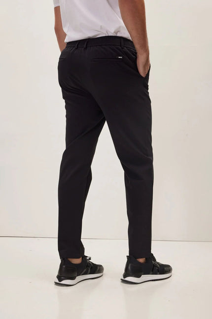 Men's Wrinkle-Free Tapered Travel Pants - Black | Ron Tomson