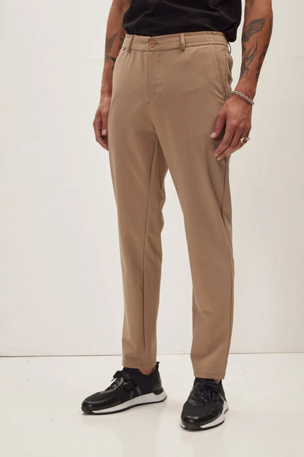 Men's Wrinkle-Free Tapered Pants - Camel | Ron Tomson