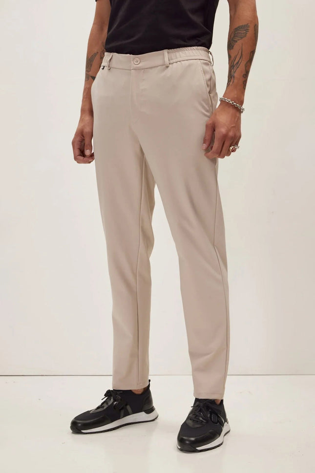 Men's Tapered Travel Pants - Stone | Ron Tomson