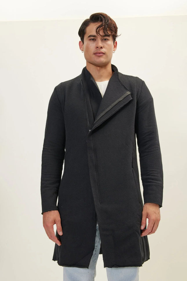 Asymmetric Longline Cardigan - Black