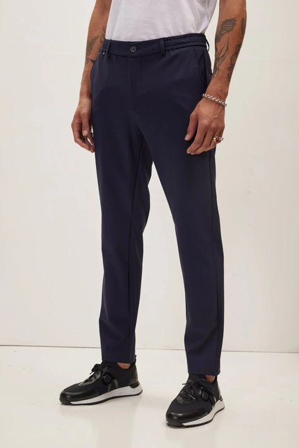 Men's Wrinkle Free Tapered Pants - Navy | Ron Tomson