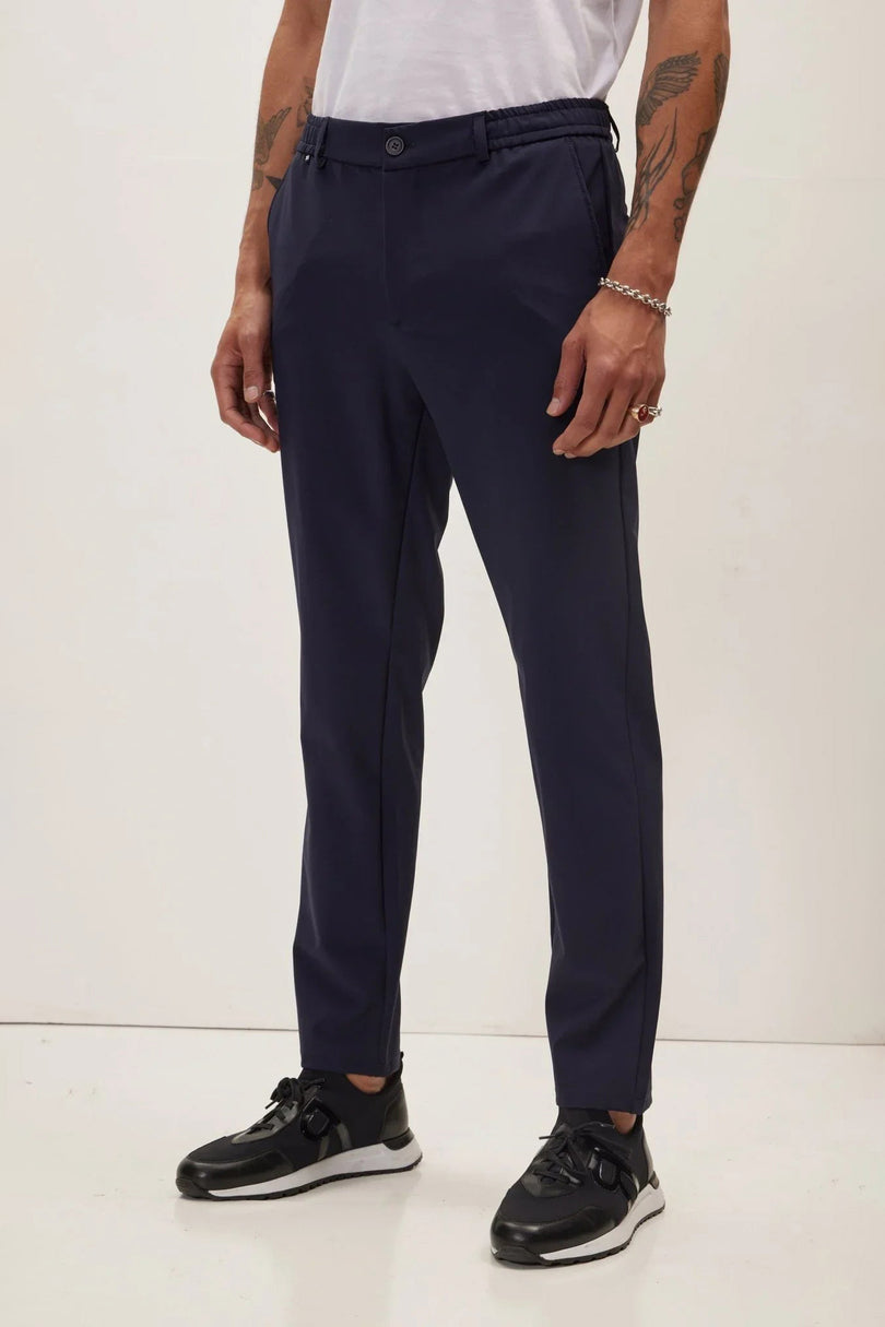 Men's Wrinkle Free Tapered Pants - Navy | Ron Tomson