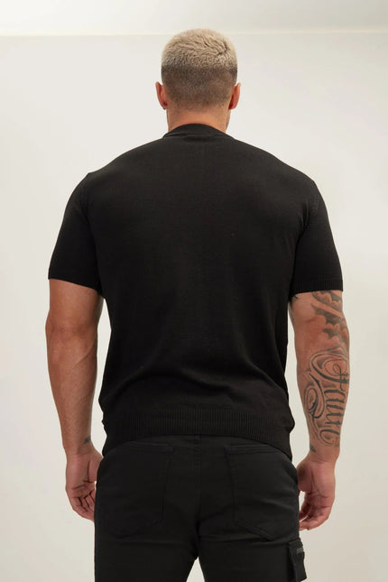 Men's Half-Zip Polo Shirt - Black | Ron Tomson
