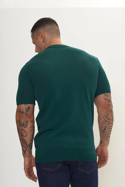Men's Half-Zip Polo Shirt - Green | Ron Tomson