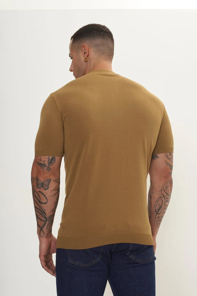 Men's Half-Zip Polo Shirt - Mustard | Ron Tomson