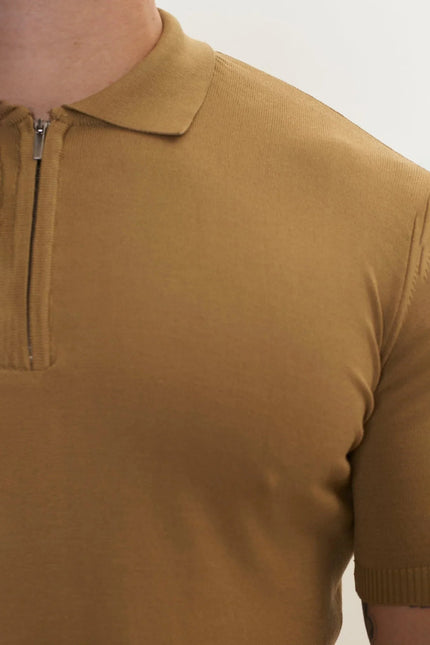 Men's Half-Zip Polo Shirt - Mustard | Ron Tomson