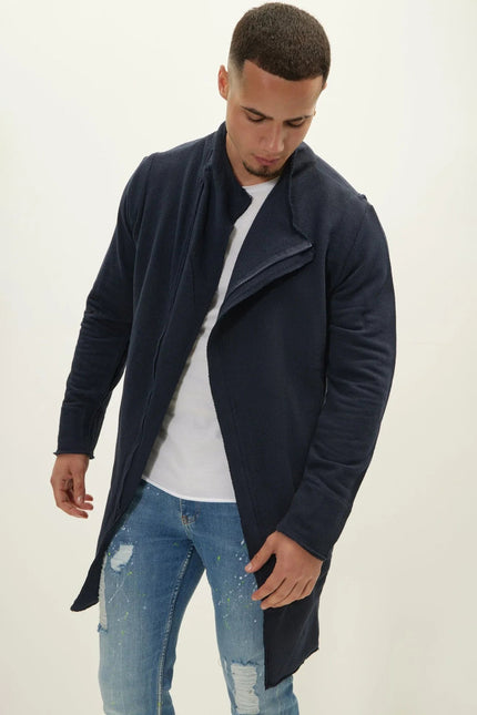 Men's Long Full-Zip Cardigan - Navy | Ron Tomson